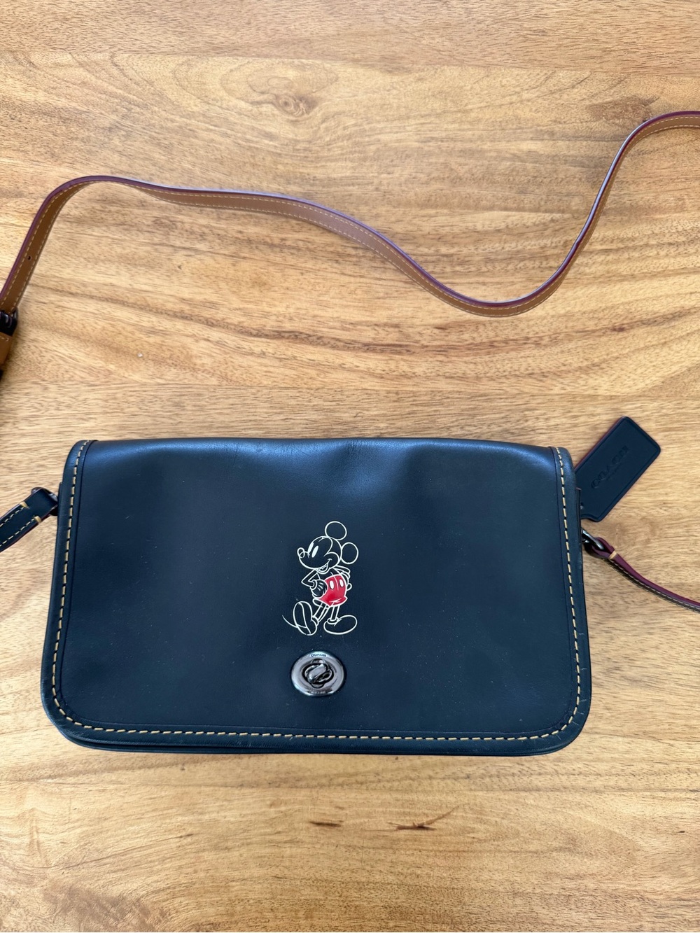 Coach x Disney Mickey Mouse Black Leather Crossbody Bag